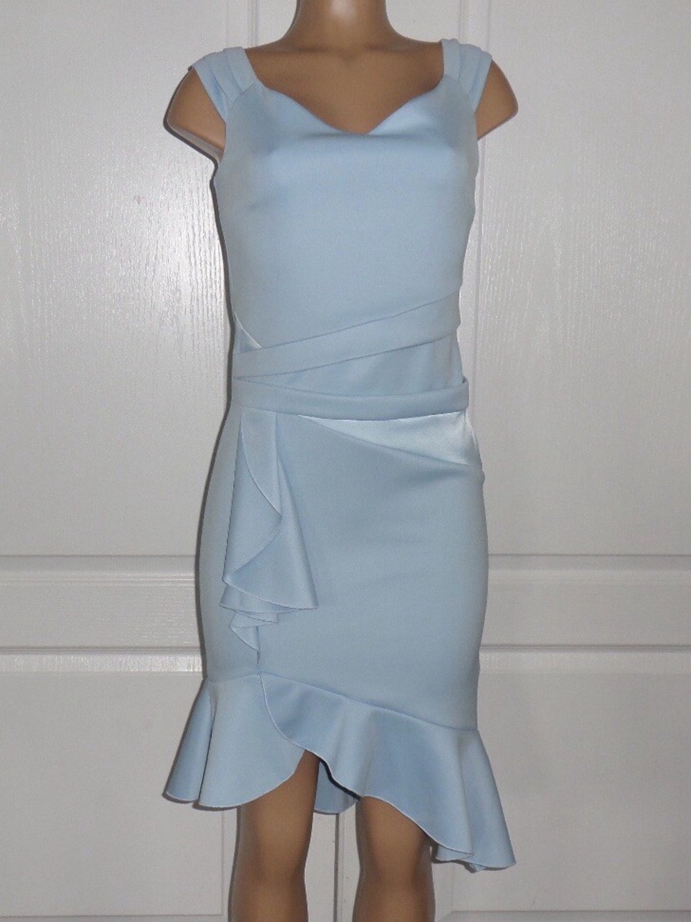 VENUS Light Blue Ruffle Midi Dress